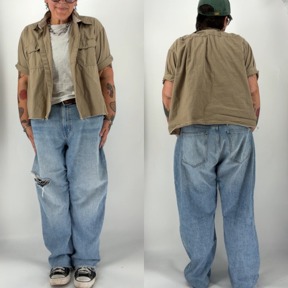Vintage Wrangler Premium boxy cropped shirt button up short sleeve 2XL mens plus